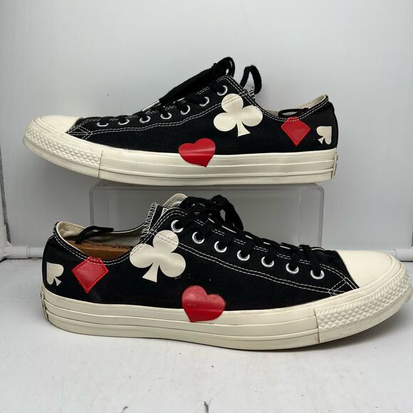 Converse Shoes Mens 13 Chuck Taylor All Star Low Top Deck Of Cards Heart Diamond - Picture 1 of 8